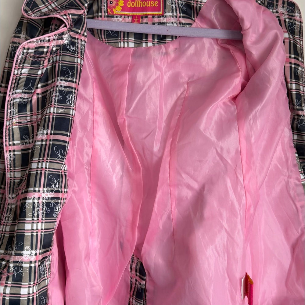 Dollhouse Navy and Pink Plaid Raincoat Trench coat for Kids - Picture 7 of 7